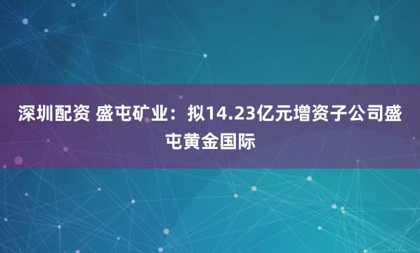 深圳配资 盛屯矿业：拟14.23亿元增资子公司盛屯黄金国际